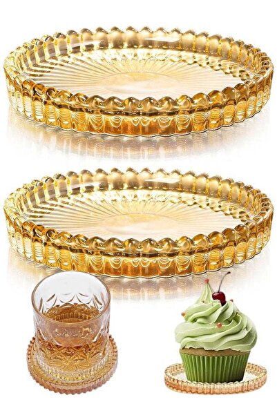 Generic 2pcs Modern Clear Coaster, Crystal Round Cup Glass Coasters for Drink...