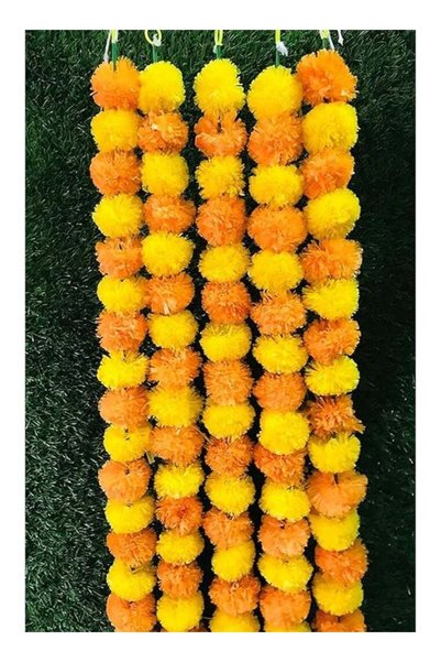 Generic GINI Artificial Garland - Orange & Yellow Mala With Dori And Hanging ...