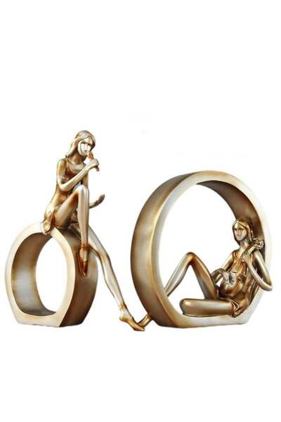 Generic Statues for Home Decor Modern, Gold Decor Accents for Bedroom, 2pcs R...