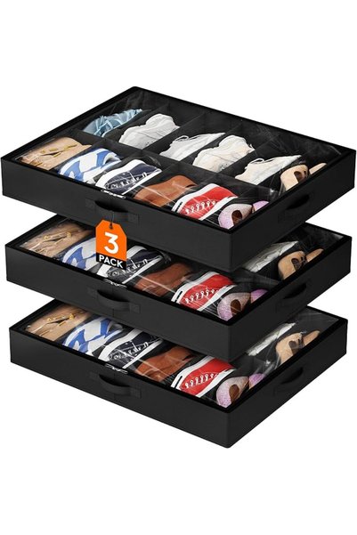 Lifewit منظم أحذية بنافذة شفافة، حقيبة تخزين قابلة للطي مع مقابض للاستخدام تح...
