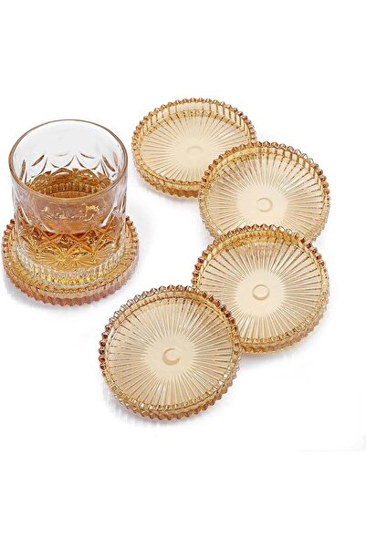 Generic 5 Pcs Glass Coasters for Drinks, Modern Clear Coasters for Drinks Cry...