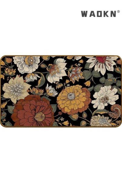 Generic Abstract Boho Floral doormat, groovy Retro Flower Non-Slip Door Mat f...