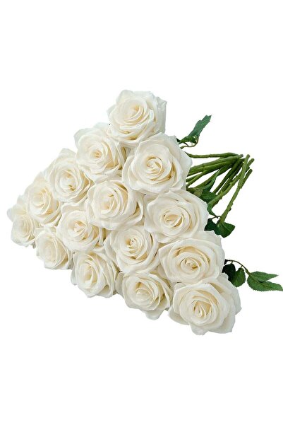 Generic Artificial Silk Rose, 15pcs White Rose Artificial Flowers, Fake Roses...
