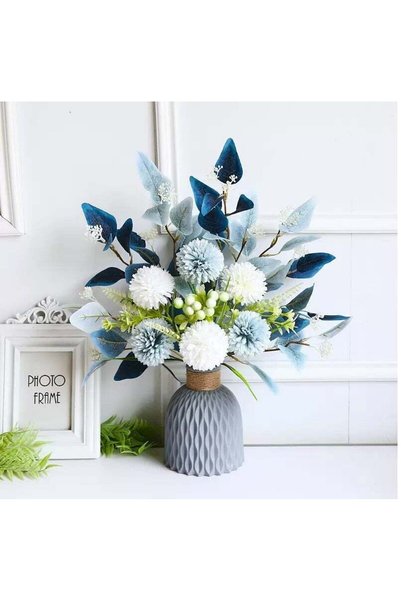Generic Blue and White Hydrangea, Fake Flowers, Silk Artificial Flowers, Faux...