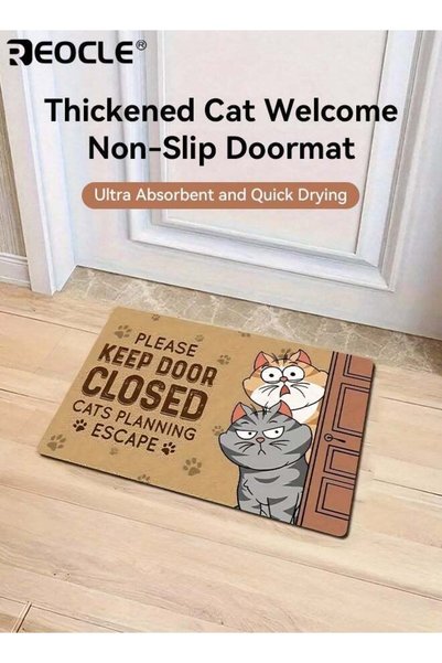 Generic Thickened Cat Welcome Doormat Non-Slip Rug Ultra Absorbent and Quick ...