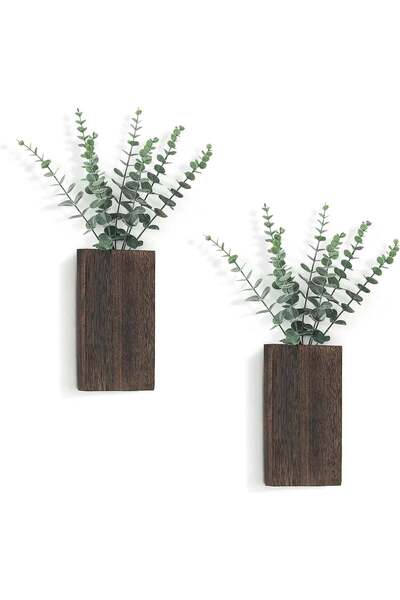 Generic 2 Pack Wood Wall Planter, Wall Hanging Decor Pocket Planter, Vase wit...