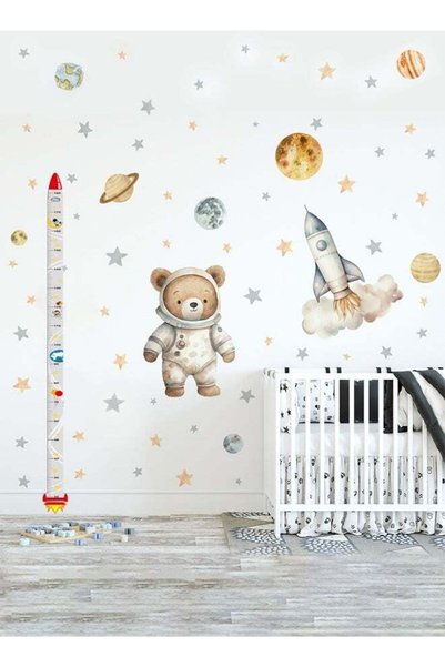 Generic Space Themed Boys Room Wall Stickers, Rocket Height Chart and Astrona...