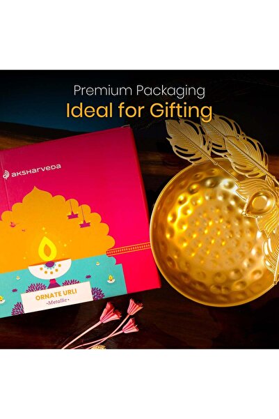 Generic Aksharveda Premium Decorative Urli 10 Inch | Bowl Design Metal Urli f...