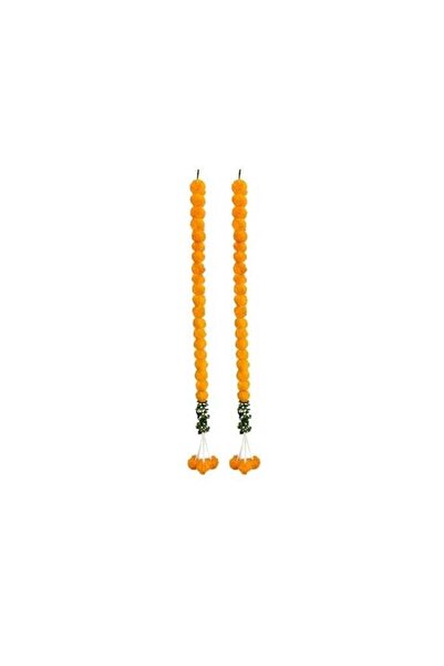 Generic GINI Artificial Marigold Orange Garland Set - Mala With Green Leaves ...