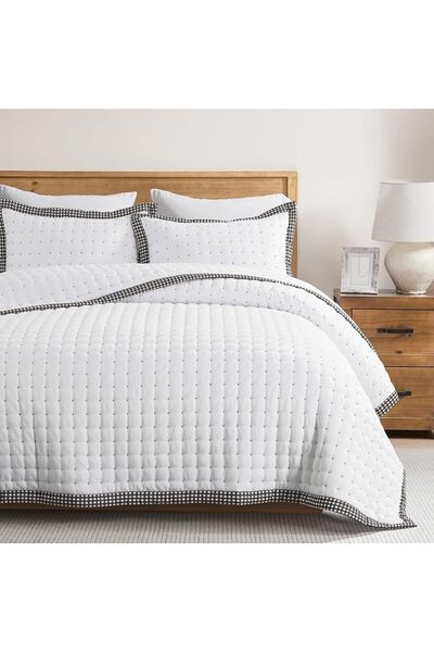 WDCOZY White Queen Size Quilt Bedding Sets with Pillow Shams, Lightweight Sof...