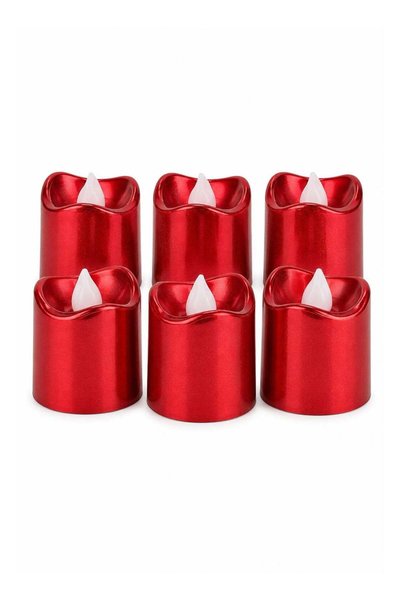 Generic Flameless LED Candles 6PCS, Red Metallic Flickering Tea Light Candle ...