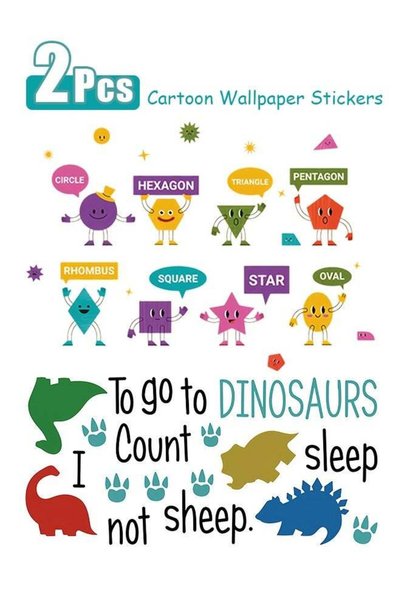 Generic "2 pcs Cartoon Geometric Shapes Wall Stickers for Kids Room - Self-Ad...