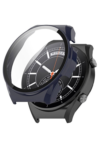XGSM Carcasă + Sticlă 2 în 1 pentru Xiaomi Watch S1, Albastru închis