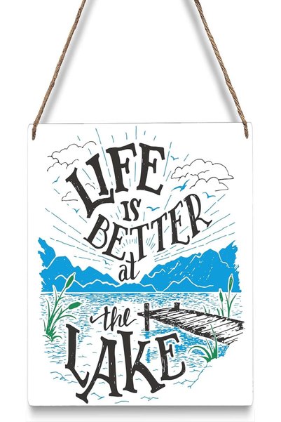 Generic ARS Life is Better at The Lake Wooden Door Sign - Rustic Hanging Welc...