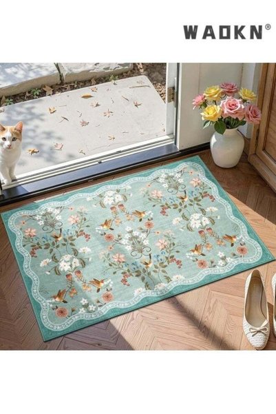 Generic Washable Entryway Area Rug, Soft Floral, Non-Slip, Low-Pile, Lightwei...