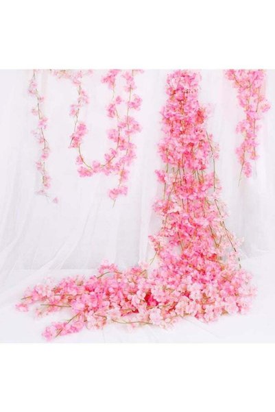 Generic 2 Packs Artificial Cherry Blossom Flower Vines, Silk Hanging Sakura G...