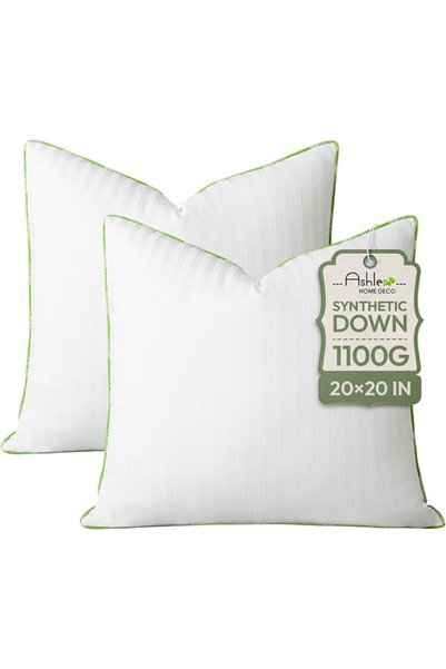 Ashler Home Deco وسائد أشلر الاصطناعية المحشوة بالريش، مقاس 20×20، مجموعة من ...