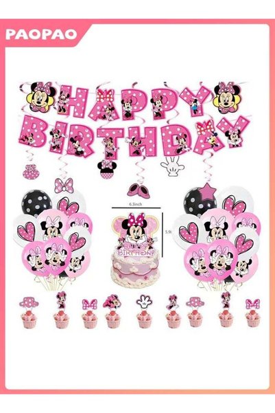 Generic Birthday Party Supplies,Minnie Theme Style Party Decorations Include ...