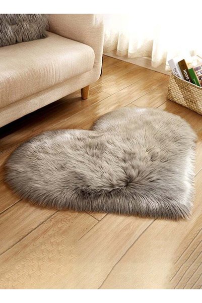 Generic Home Carpet Love Heart Shaped Bedroom Living Room Study Room Rug Grey M