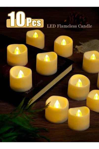 Generic 10 pcs LED Tea Lights Flameless Candle with Timer, 6 Hours on and 18 ...