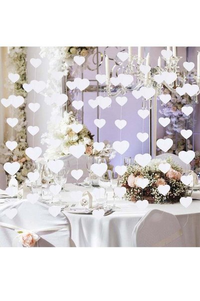 Generic 26Ft White Heart Garland, Valentine's Day Wedding Hanging Decoration,...