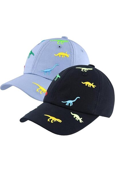 Generic Kids Dinosaur Baseball Cap, Adjustable Sun Hat, Ages 1-3 Years, 2-Pack