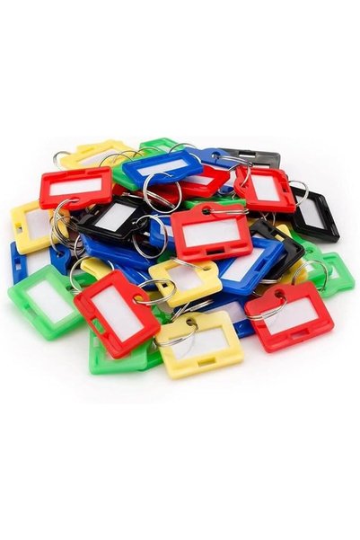 Tazweeq Multi-Purpose Key Tags with Write-On Labels& Ring Holders, 100Pcs Sma...