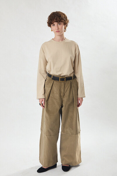 ZÜLAYS Velvet Trousers Beige