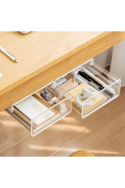 EXCEFORE Desk Drawer Storage Box, Slide Out Desktop Pencil Drawer for Office,...