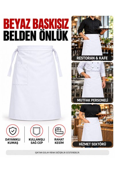 Bigohobi Baskısız Belden Önlük, Cepli Bağlamalı Garson, Aşçı, Mutfak, Restora...