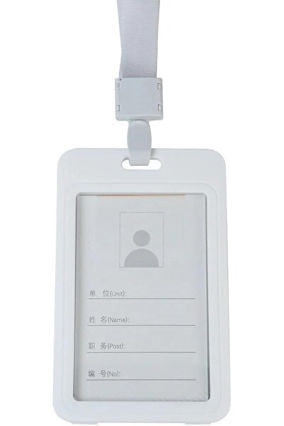 Concord Double Side ID Card Holder with Lanyard, White, 24-Pack