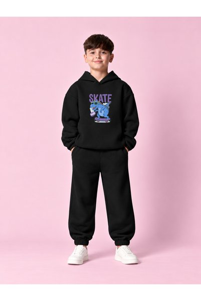 NUBAR CO. Set hanorac și pantaloni de trening unisex pentru copii cu design i...