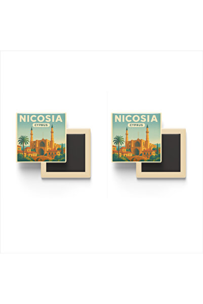 Lefkoşa Kıbrıs - Selimiye Camii - 2 Adet - Baskılı Buzdolabı Magneti 9x9 cm