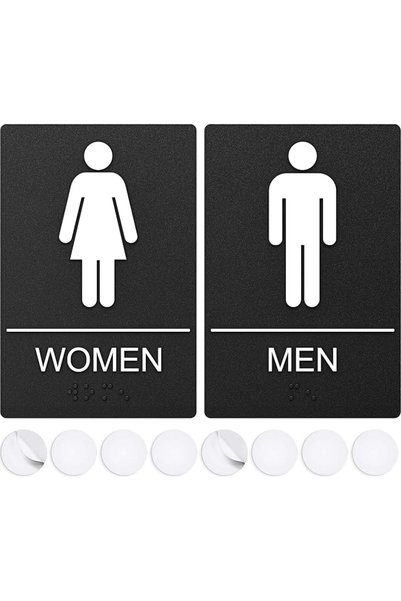 ASSURED SIGNS Restroom Bathroom Sign For Business - For Men and Women - 9" by...
