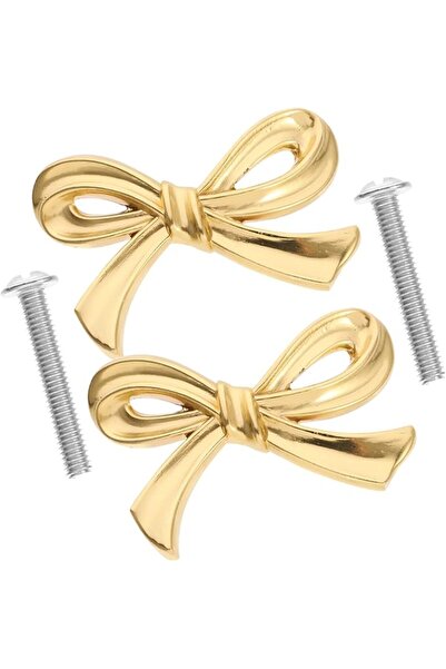 FOMIYES 2pcs Brass Bowknot Cabinet Handles Small Metal Dresser Knobs Decorati...