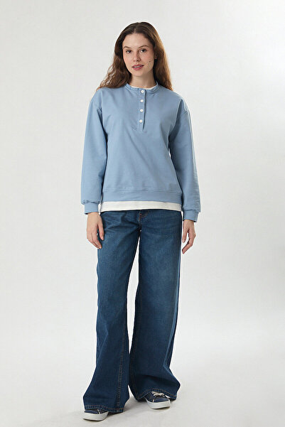 ZÜLAYS Button Detailed Garnished T-Shirt Blue