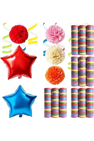GENERAL Streamers Set of 12 Rolls Confetti Streamers Colourful 4 m (5 Colours)