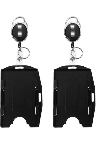 KASTWAVE 2 Pack Retractable Badge Holders with Hard Plastic ID Card Holders, ...