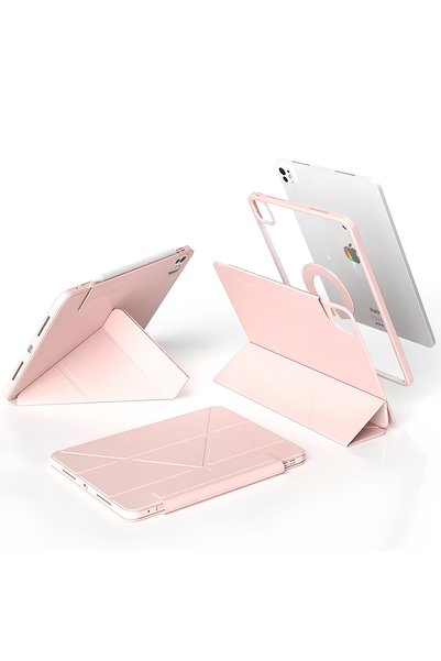 Cat - Cot Magnetic Detachable Case for iPad Pro 13-Inch M4 (2024) – Y-Fold Origami Stand, Clear Back Shell & Pencil Holder