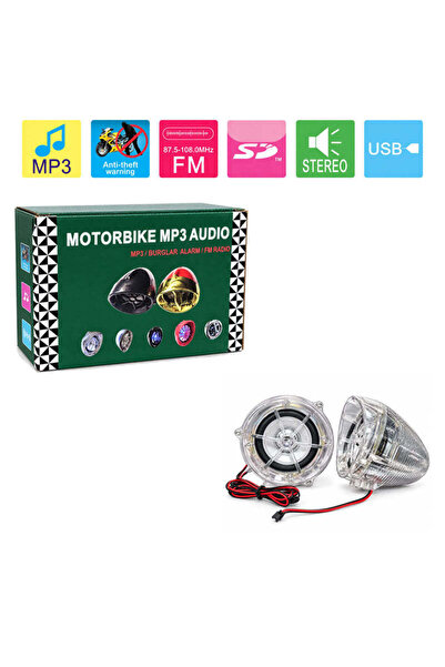 OEM Σετ Διάφανων Ηχείων Μοτοσυκλέτας με MP3, FM και Συναγερμό - Transparent M...