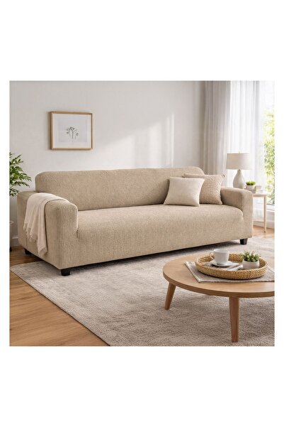 OEM Husă elastică canapea 2 locuri 140–170 cm, bej cu carouri – întindere 4 d...