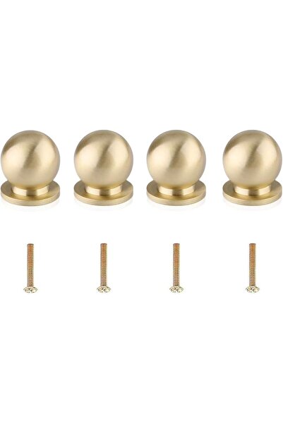 GENERAL 4 Pcs Solid Brass Cabinet Knobs Small 1.2cm Round Drawer Handles Brus...