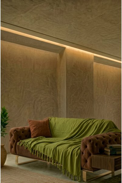 RENGE RENK FISTIK YEŞİLİ KOLTUK ÖRTÜSÜ EL BAĞLAMA BALIK SIRTI DESEN 180×200