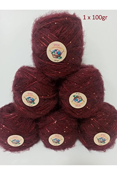 İPEK YÜN İPLİK DÜNYASI Fir de tricotat Moher cu fibre ample (Roșu Claret) Ame...
