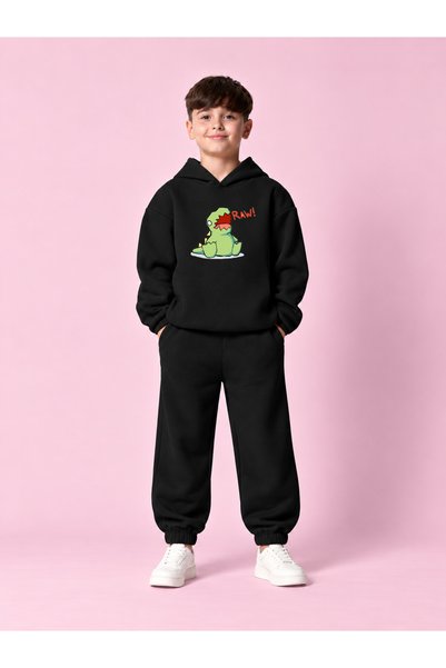NUBAR CO. Dino Printed Design Unisex Kids Hoodie and Sweatpants Set - Relaxed...