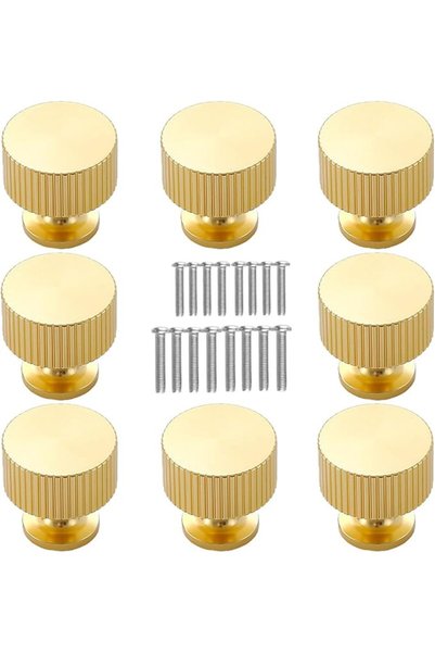 GENERAL 28MM Diameter Texture Brass Cabinet Knobs, [8 Pack] Vintage Brushed G...