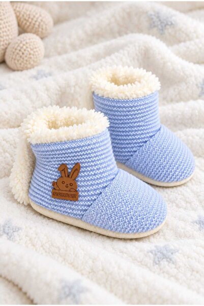 Tenra Bebek Triko Panduf Kaydırmaz Yumuşak Tabanlı Peluş Astarlı Sıcak İlk Ad...