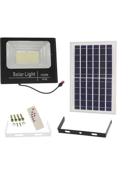 Jortan Αδιάβροχος Ηλιακός Προβολέας LED 100W Ψυχρό Λευκό 6500K με Τηλεχειριστ...
