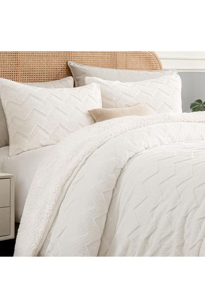 BEDELITE Fluffy Queen Comforter Set - Super Soft Sherpa Grey Comforter for Qu...