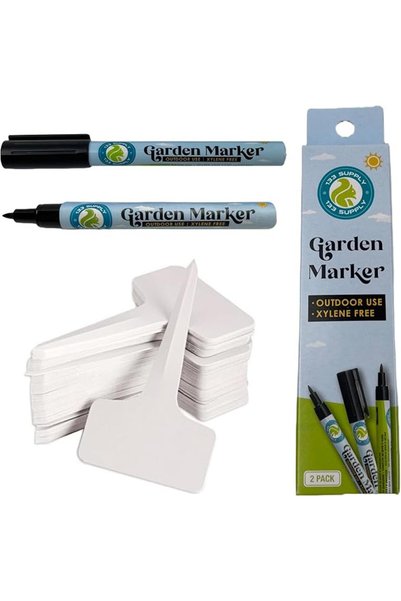133147 T Type Plastic Plant Labels for Seedlings (100 Pack T-Type Tags + 2 Ga...